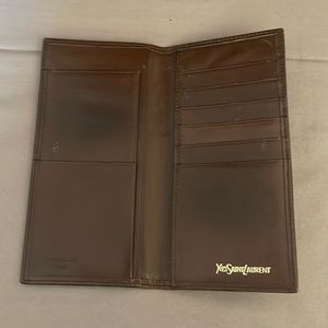 Vintage YSL Long Card Holder/Wallet in Brown Leather w/ Key Holder